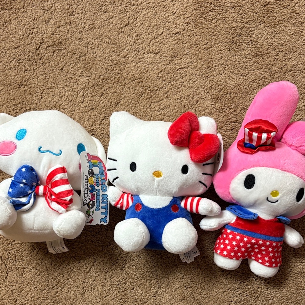 Sanrio Plush Trio - White, Red, Blue